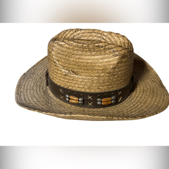 Black Canyon Outfitters Straw Hat OSFM With Beads and Medallion - Picture 7 of 12